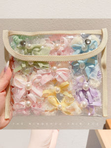 NING ZHOU | Elastic Pearl and Net Bow High Ponytail Hair Ties