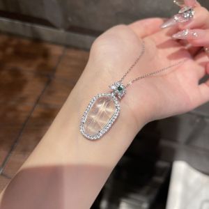 Natural High-Ice Agate New Chinese Style Necklace S925 Silver Clasp Chain Certificate Included Fashionable Jewelry Accessory