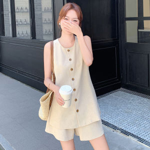 YINLUOYA | Hebe Style Slimming Sleeveless Top And Shorts Set Women Summer New Small Size Lady Elegant Slimming Two Piece Suit Outfit