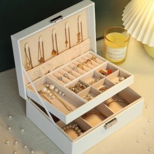 Dustproof Multifunctional Double-layer Jewelry and Cosmetic Storage Box