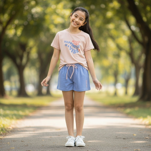 Moose Girl Pearl Blush Blouse with Peri Winkle Short Set (GSSPS 603 7679 LP)