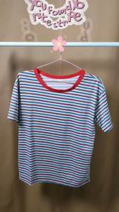 Women Retro Multicolor Striped Short Sleeve T Shirt Loose Casual Crew Neck Soft Basic Tee Summer Top
