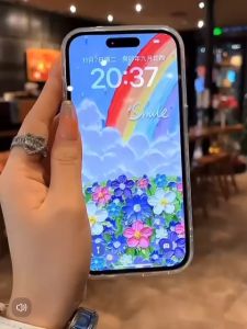 Luxury Diamond Rainbow Flower Butterfly Case + free ring camera glitter compatible for Iphone 11 12 13 14 15 PRO MAX
