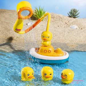 Kids Shower Bath Toys Cute Yellow Duck Electric Rotating Water Spray Sprinkler Bathroom Bubble Machine Bathing Toy