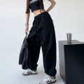 Black High Waist Casual Sweatpants Women's Spring New Loose Versatile Popular Sport Pants Fashionable Loose Comfortable Leggings. 