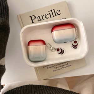 Red Blue Transparent Gradient Cute Cake Pendant Earphone Case Cover for AirPods 1 or 2 3 4 AirPods Pro Pro 2