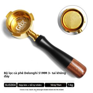 AliKisscafe 51mm Bottomless Portafilter Thép Không Gỉ Cà Phê Khỏa Thân Cho Delonghi Dedica EC680 EC9335 Homix Espresso Barista Dụng Cụ