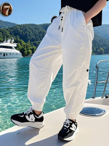 Summer White Cotton Casual Pants for Kids Boys Girls Pure Cotton Thin Loose Fit Childrens Long Trousers Breathable Wear