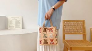 MEILKEA Bento Bag Canvas Tote Bag Fashion Fashion Out Day Office Workers With Rice Mother Lunch Box Bag