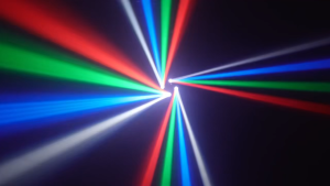 READY Alien Lampu Sorot Panggung pesta sensor suara LED Laser Beam Disco RGBW Moving DMX512 48W