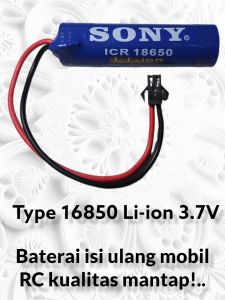 Termurah!. baterai mobil remot RC Sony 5000mAh BIRU 18650 Li-ion 3.7V~4.8V soket hitam awet tahan lama..