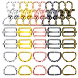 8/15 Set Swivel Clasp Keychain D Ring Sliding Buckles Snap Hook Keychain Clip Hooks for DIY Crafts Bags Lanyard Making Gift