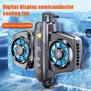 K4 Mobile Phone Radiator With Temperature Digital Display Multifuntional Dual Cooling Fan Phone Cooler Cell Phone Heat Sink