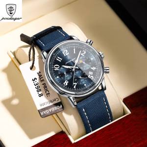 POEDAGAR Luxury Military Sports Watch for Man Waterproof Luminous Chronograph Date Mens Watches Quartz Nylon Leather Men Clock