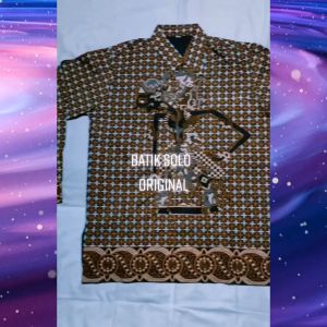 Baju Batik Pria Dewasa Batik Pria Lengan Panjang Lengan pendek Setelan Sarung Celana Cowok Batik Pria Murah Terbaru Casual Formal Full Furing Batik Wisanggeni Solo Motif Wayang Bima Cokelat