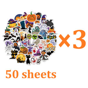 TOPTOY | New Halloween Stickers 50 Sheets Mini Cute Small Stickers Halloween Horror Theme Party Decorations Cartoon Graffiti Stickers Toy