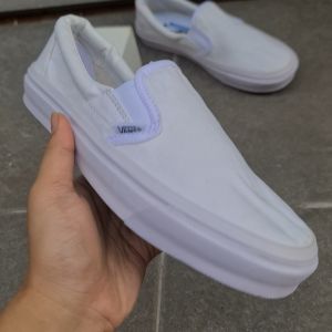 OBRAL SEPATU VAULT OG SLIP ON PUTIH POLOS FULL WHITE TANPA TALI IMPORT QUALITY 36-40 SEPATU SELOP PUTIH POLOS KANVAS MURAH 100%