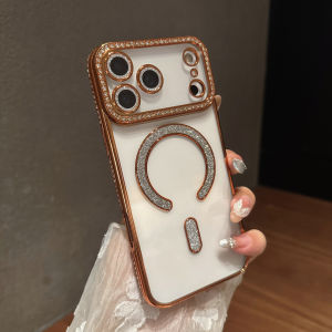 Trendy Girl Style  Phone Case For IPhone 17 Promax 17 Pro Electroplated Edge Drill Magnetic Anti Drop Protection Back Cover
