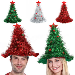 Christmas Hats Fabric Rain Silk Santa Claus Hat Xmas Tree Cap for Kids Adults Merry Christmas Party Dress Up Costume Props