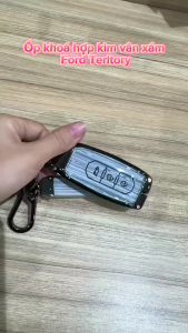 Ốp chìa khóa xe ô tô FORD Territory Ốp hợp kim Vân Gỗ Xám Nâu cao cấp sang trọng