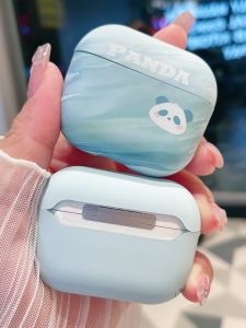 Gradient Mint Green Panda Design Silicone Protective Case for AirPods pro 1/2 Gen 4th Gen Bluetooth Earphones Soft Shell