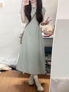 BeautyMark | Simple Commute Suitable Womens Dress Elegant French Style Long Skirt Mid-Length A-Line Summer New Arrival Sweet High Waist