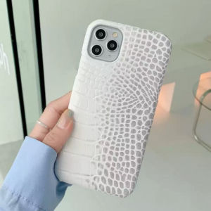LS | Luxury Glossy Crocodile Pattern Leather Case For iPhone 17 16 15 14 13 12 11 Pro Max Plus 17Air 16E Frameless Shockproof Cover