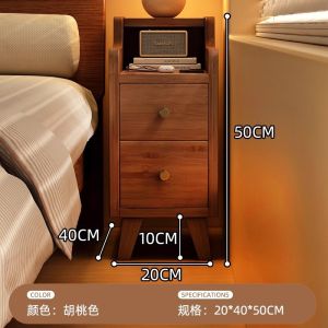 Simple Nordic Style Solid Wood Bedside Cabinet Small Ultra-Narrow Bedroom Bedside Drawer Storage Cabinet Multi-Layer Drawer Jewelry