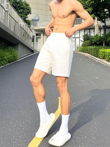 White Quick-Dry Thin Sport Shorts Mens Summer Outdoor Wear American Style Knee-High Four-Piece Loose Fit Youthful Active