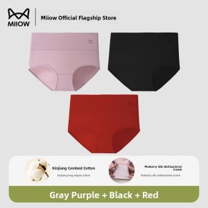 Miiow | Pure Cotton High Waist Womens Underwear Breathable Seamless Large Size Triangle Panties Comfortable Soft Cotton Briefs