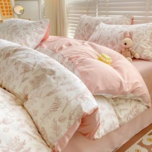French Style Double Layered Muslin Washed Cotton Bedding 4-Piece Set