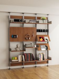 ALEDAN | Retro Style Multi-level Storage Shelf Decorative Solid Wood and Aluminum Material