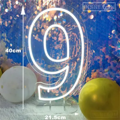0 to 9 Numbers Neon Sign Birthday Acrylic Lights with Switch for Anniversary Wedding Party Business Beauty Salon Bars Wall Decor