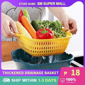 【Thickened】Japan 2-in-1 Kitchen Filter Basket Dual-layer Fruit Vegetable Washing Colander Strainer with Handles