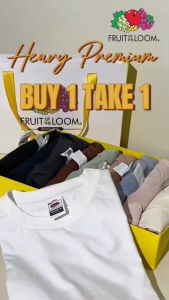 Fruit of the Loom B1T1 Heavy Premium T-Shirt for Men & Women 100% Cotton Mens T-Shirt Basic Plain Tops 2pcs Main Navy