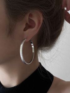 Silver Large Circle Earrings Womens Fashion High Street Style Metal round Circle Ear Jewelry Alloy Plated Gold Other Pattern