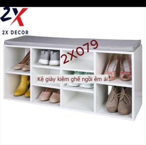 Kệ giày nhỏ kiêm ghế có đệm ngồi êm ái thiết kế độc đáo 2X Decor- 2X079