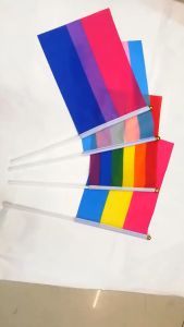 14*21cm Hand Waving Rainbow Flag Thailand Bangkok Parade Rainbow Moon event cheer Waterproof Flags