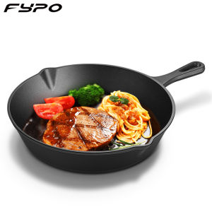 กระทะกระทะหล่อเหล็กแบบกระทะแบนระบบเตาแก๊สและเตาแม่เหล็กไฟฟ้ากระทะเหล็กหนักขนาดเล็กปลอดภัย