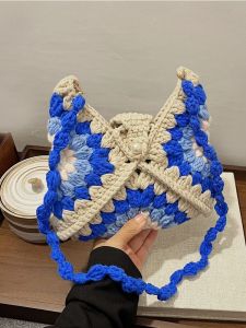 กระเป๋าถือผ้าขนแกะสไตล์ย้อนยุคสำหรับผู้หญิง กระเป๋าถือลายดอกทานตะวัน กระเป๋าถือแบบสะพายข้าง กระเป๋าถือแบบมีซิป กระเป๋าถือแบบนุ่ม