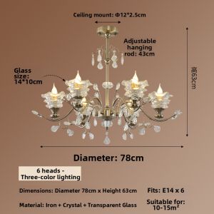 OUCHAO | French Bohemian Style Crystal Chandelier Eye-Protective