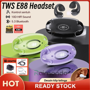 Raimondo Original TWS E88 Ear Clip Headset Bluetooth Full Bass Stereo Earphone Bluetooth 5.3 Touch Control Sports Music Headphone noise reduction With Digital Display
