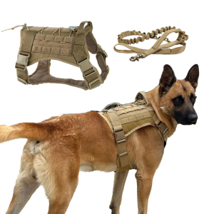 Heavy Duty Tactical Dog Harness Leash Set for Large Dogs Adjustable Reflective Pet Vest Suitable for Large Dogs