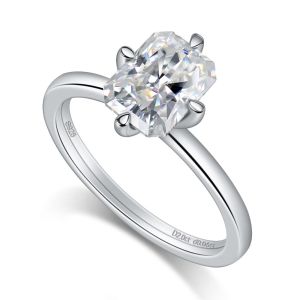 Pretty Beauty 2CT Moissanite Engagement Ring for Women S925 Silver Diamond Promise Ring with Hidden Halo Design Wedding Jewelry