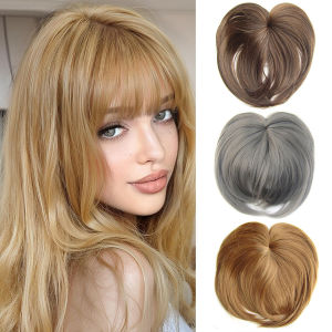 Jeedou Blunt Bangs Clip-On Hair Extensions Synthetic False Fringe for Women - Black Brown Color Easy Wear Hairpieces