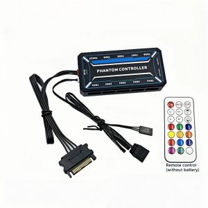 6-Pin Fan Hub 10 6-Pin Interfaces and 2 4-Pin Interfaces. SATA Power Supply. Adjustable RGB and Speed (Battery Not Included)