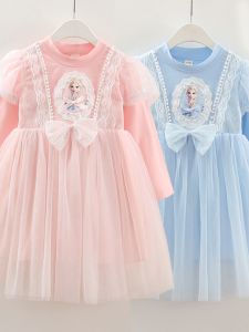 Princess Style Baby Girl Dress Spring Autumn Cotton Blend A-Line Skirt Little Girls Love Elsa Dress Childrens Party Gown