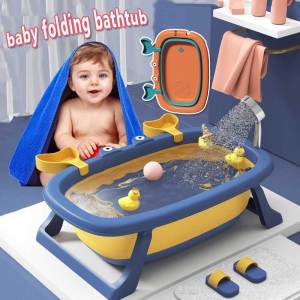 Baby Bathtub Infant Folding Bath Tub Large Portable Infants Bathtub Baby Comfort Body Cushion Mat