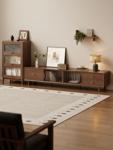 SAMEDREAM | Retro Solid Wood Storage TV Cabinet