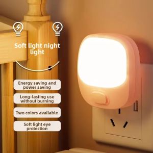 MONLEYTA | Energy Saving Plug In Night Light Sleep Lighting Bedroom Baby Feeding Eye Protection Soft Light Socket Bedside Lamp